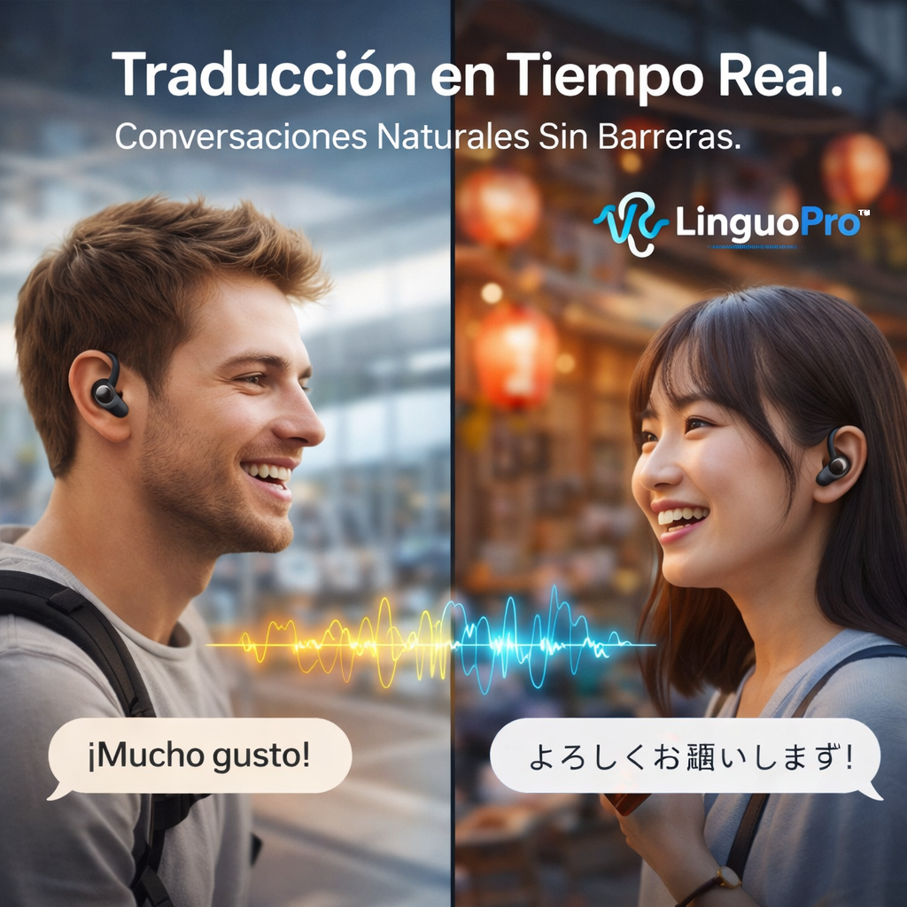 LinguoPro™ AI Translator Earbuds [Traducción Instantánea en 140+ Idiomas]